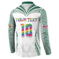 Custom Hawaii Rainbow Warriors Button Sweatshirt Polynesian Motif White Color