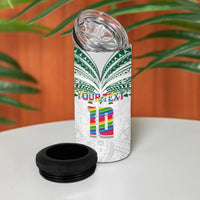Custom Hawaii Rainbow Warriors 4 in 1 Can Cooler Tumbler Polynesian Motif White Color