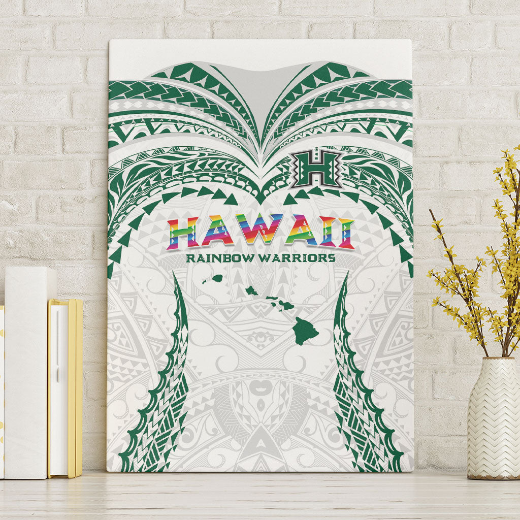 Hawaii Rainbow Warriors Canvas Wall Art Polynesian Motif White Color
