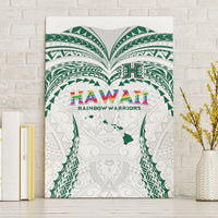 Hawaii Rainbow Warriors Canvas Wall Art Polynesian Motif White Color