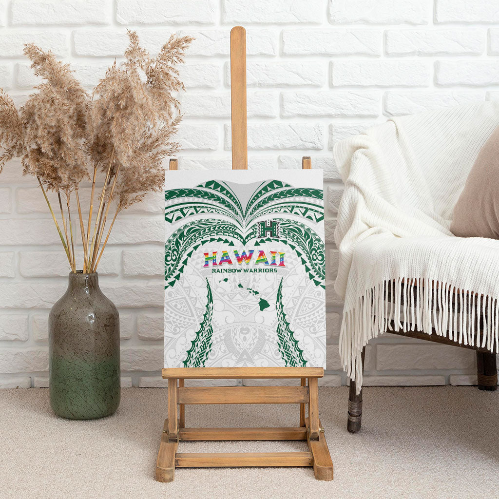 Hawaii Rainbow Warriors Canvas Wall Art Polynesian Motif White Color