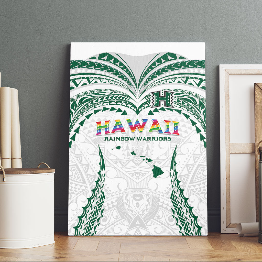 Hawaii Rainbow Warriors Canvas Wall Art Polynesian Motif White Color