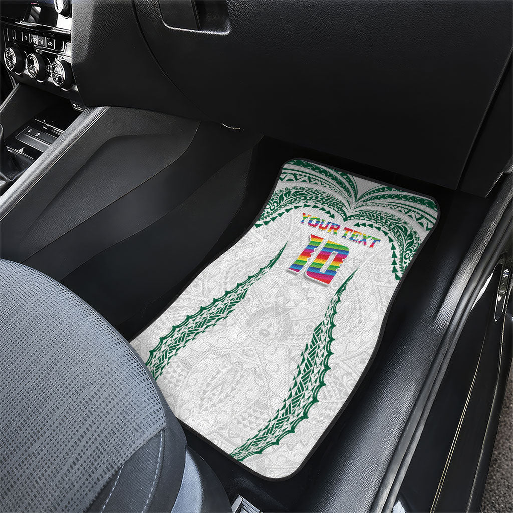 Custom Hawaii Rainbow Warriors Car Mats Polynesian Motif White Color