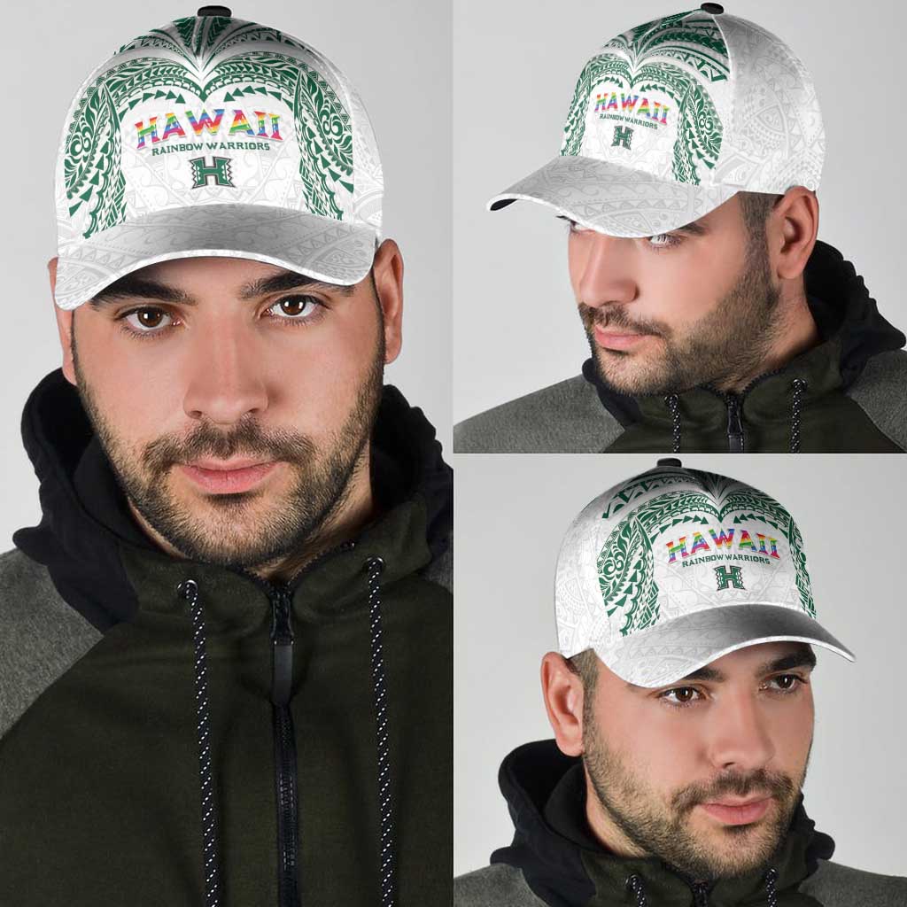 Hawaii Rainbow Warriors Classic Cap Polynesian Motif White Color