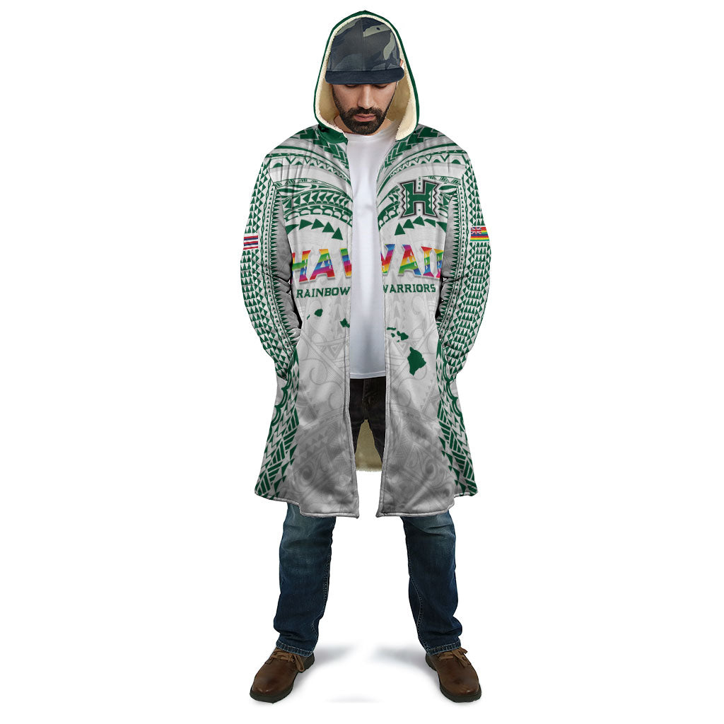 Custom Hawaii Rainbow Warriors Cloak Polynesian Motif White Color