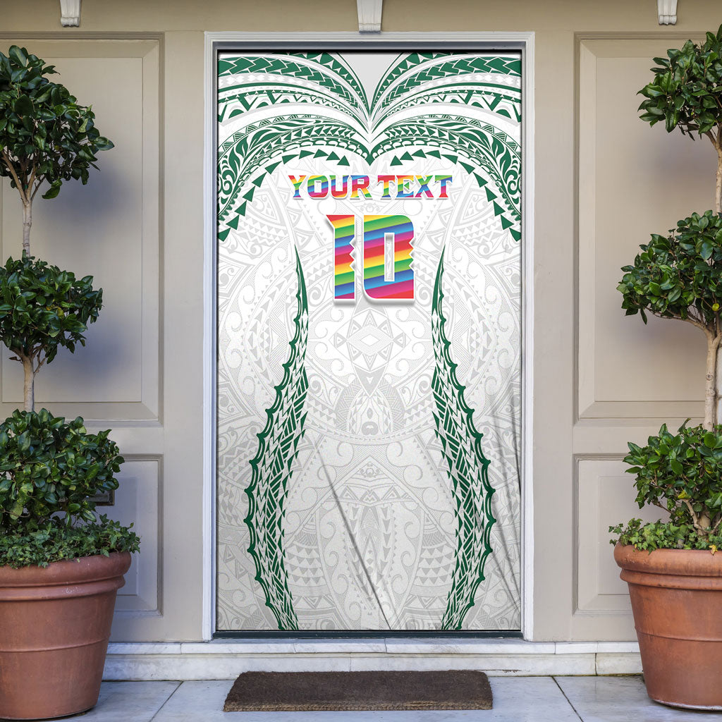 Custom Hawaii Rainbow Warriors Door Cover Polynesian Motif White Color