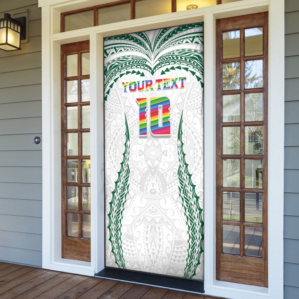 Custom Hawaii Rainbow Warriors Door Cover Polynesian Motif White Color