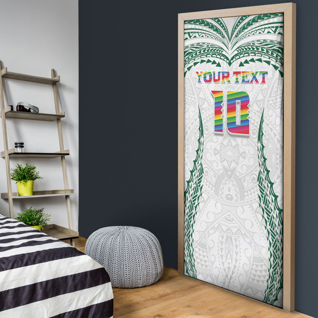 Custom Hawaii Rainbow Warriors Door Cover Polynesian Motif White Color