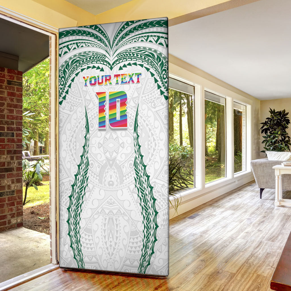 Custom Hawaii Rainbow Warriors Door Cover Polynesian Motif White Color