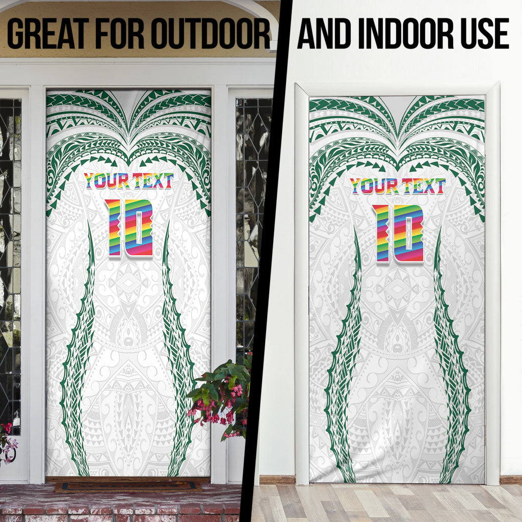 Custom Hawaii Rainbow Warriors Door Cover Polynesian Motif White Color