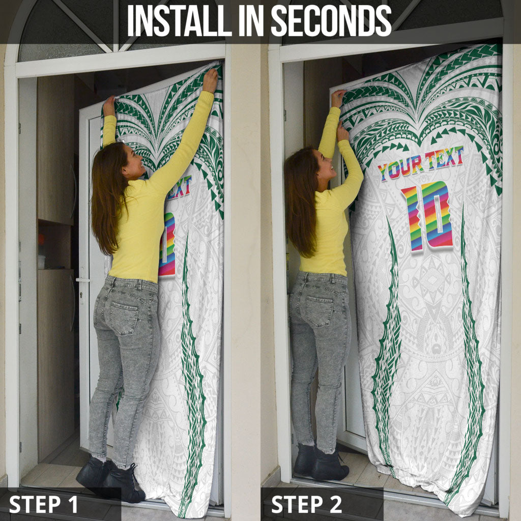 Custom Hawaii Rainbow Warriors Door Cover Polynesian Motif White Color