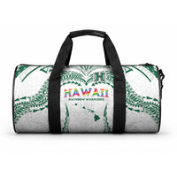 Hawaii Rainbow Warriors Duffle Bag Polynesian Motif White Color