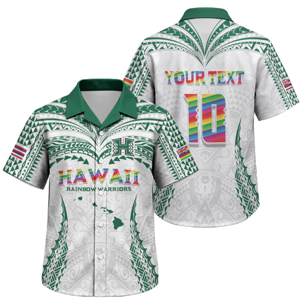 Custom Hawaii Rainbow Warriors Family Matching Puletasi and Hawaiian Shirt Polynesian Motif White Color