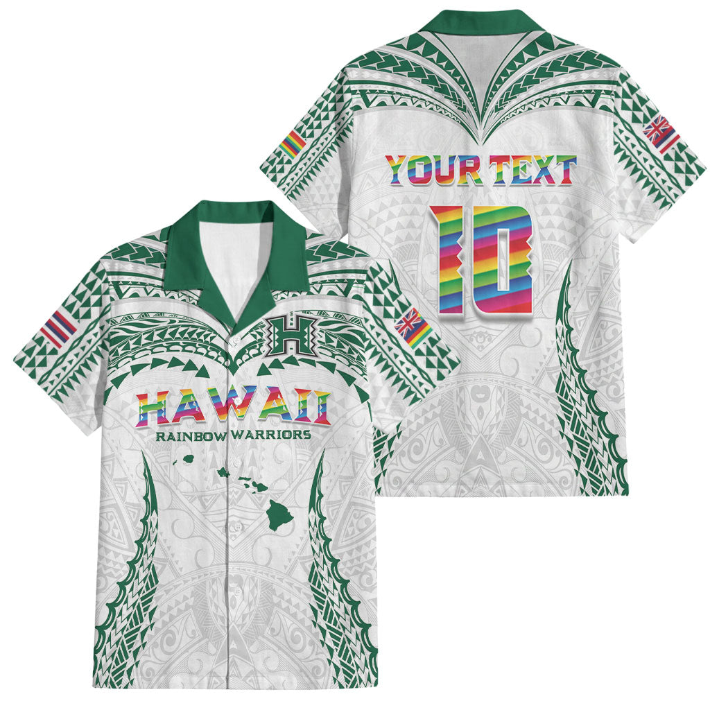 Custom Hawaii Rainbow Warriors Family Matching Summer Maxi Dress and Hawaiian Shirt Polynesian Motif White Color
