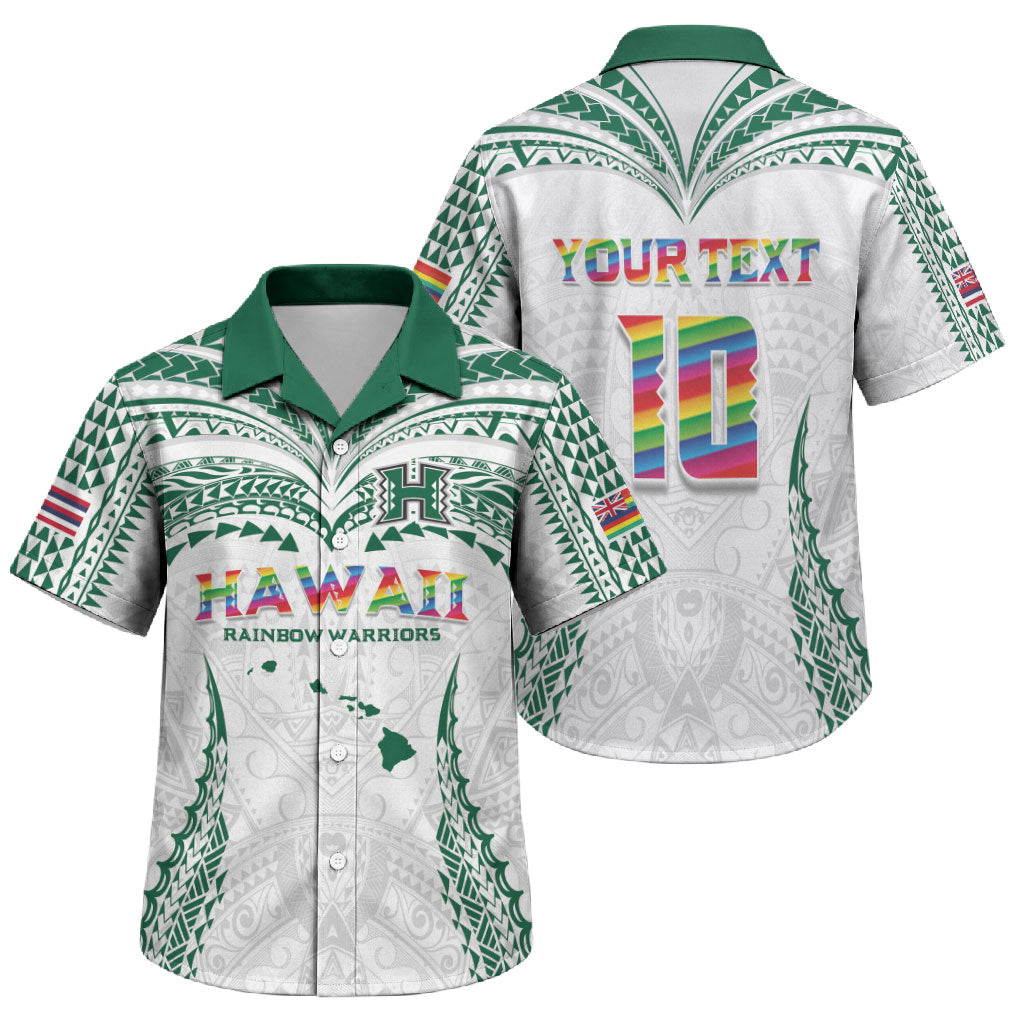 Custom Hawaii Rainbow Warriors Family Matching Summer Maxi Dress and Hawaiian Shirt Polynesian Motif White Color