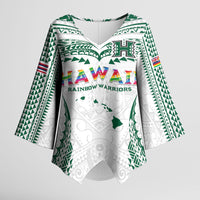 Custom Hawaii Rainbow Warriors Kimono Sleeve Blouse Polynesian Motif White Color