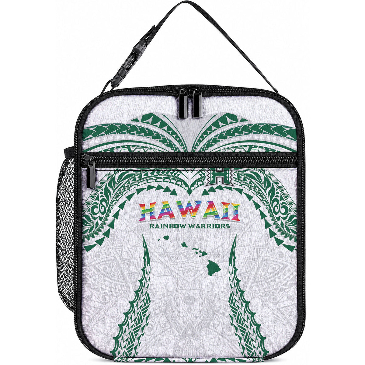 Hawaii Rainbow Warriors Lunch Bag Polynesian Motif White Color