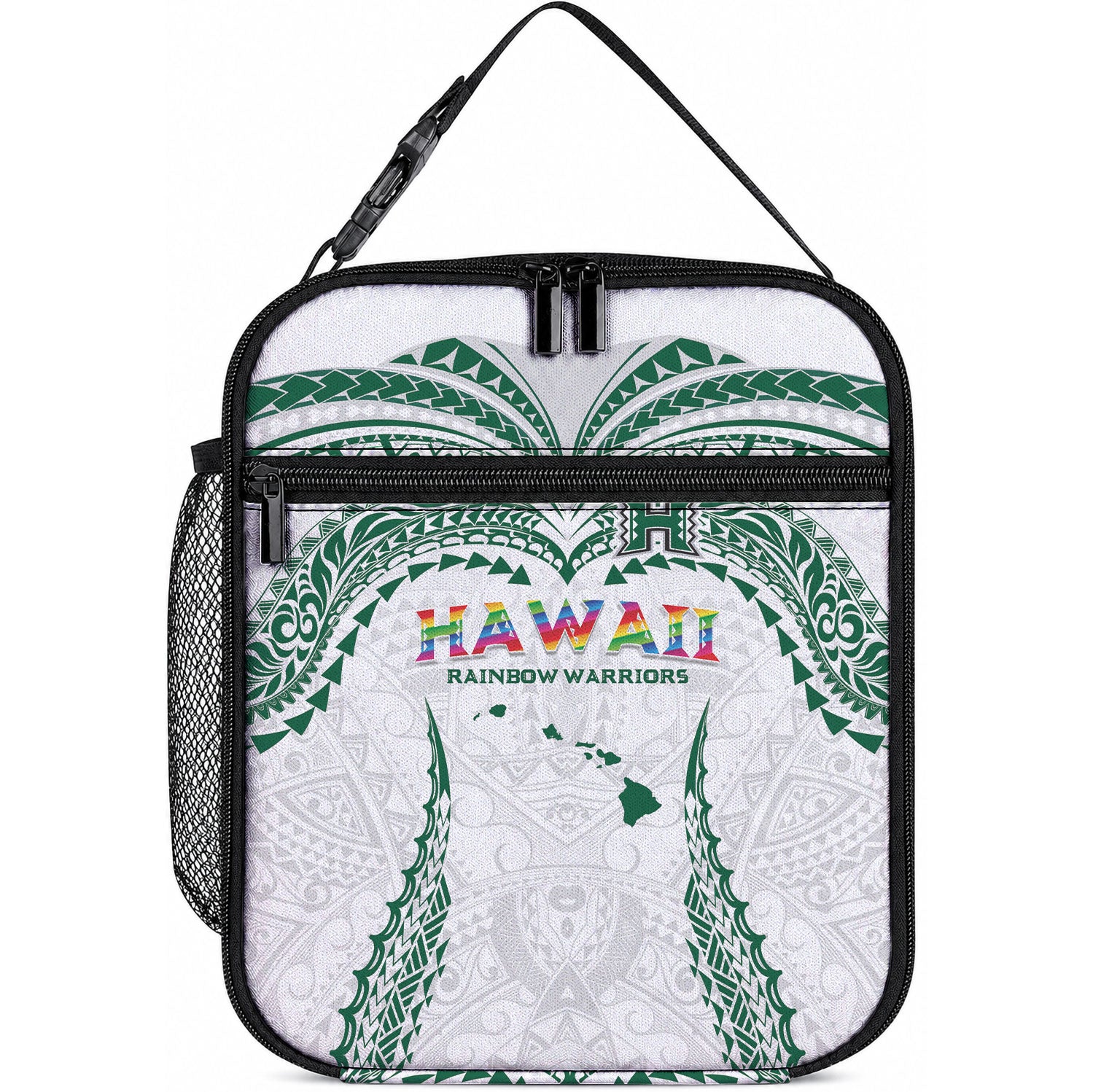 Hawaii Rainbow Warriors Lunch Bag Polynesian Motif White Color