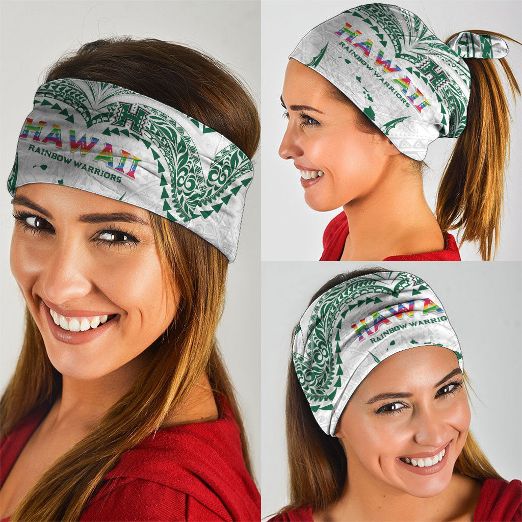 Hawaii Rainbow Warriors Neck Gaiter Polynesian Motif White Color