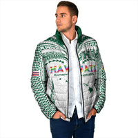 Custom Hawaii Rainbow Warriors Padded Jacket Polynesian Motif White Color