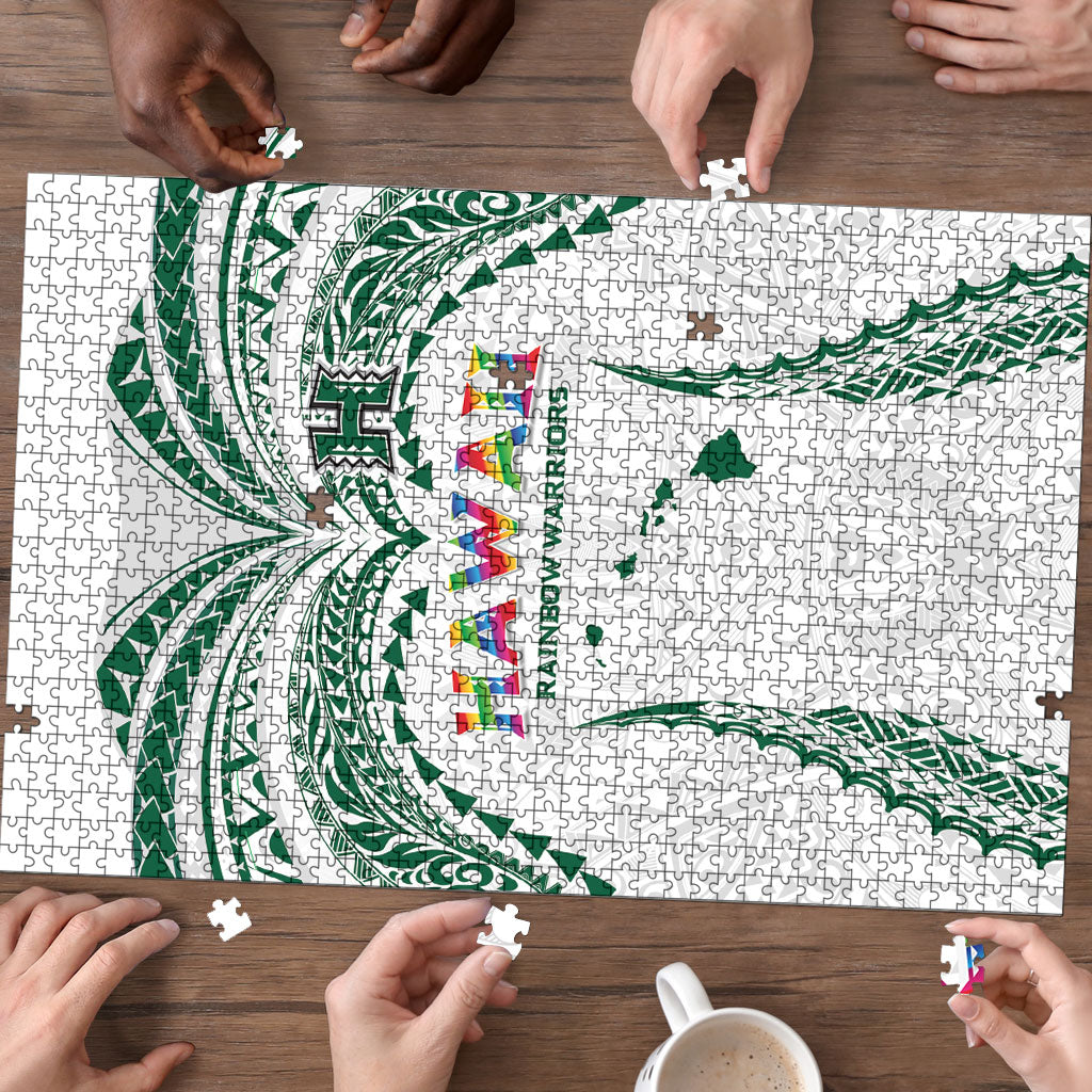 Hawaii Rainbow Warriors Puzzle Polynesian Motif White Color