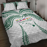 Hawaii Rainbow Warriors Quilt Bed Set Polynesian Motif White Color