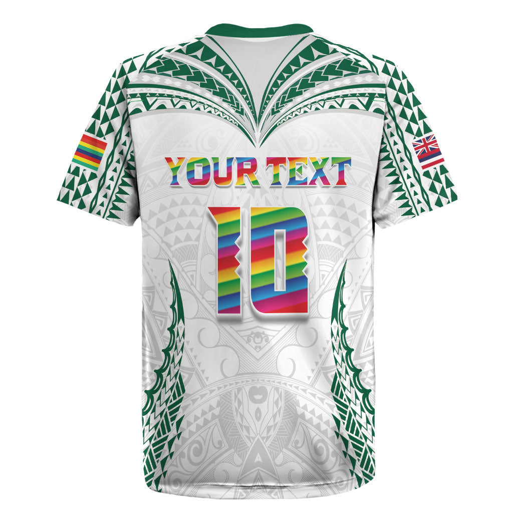 Custom Hawaii Rainbow Warriors Rugby Jersey Polynesian Motif White Color