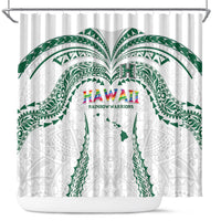 Hawaii Rainbow Warriors Shower Curtain Polynesian Motif White Color