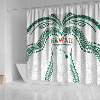 Hawaii Rainbow Warriors Shower Curtain Polynesian Motif White Color