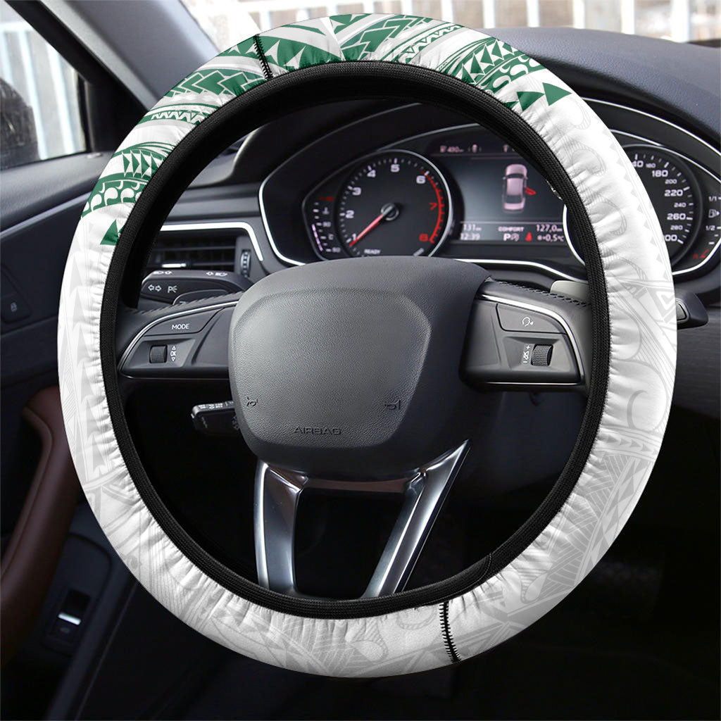 Hawaii Rainbow Warriors Steering Wheel Cover Polynesian Motif White Color