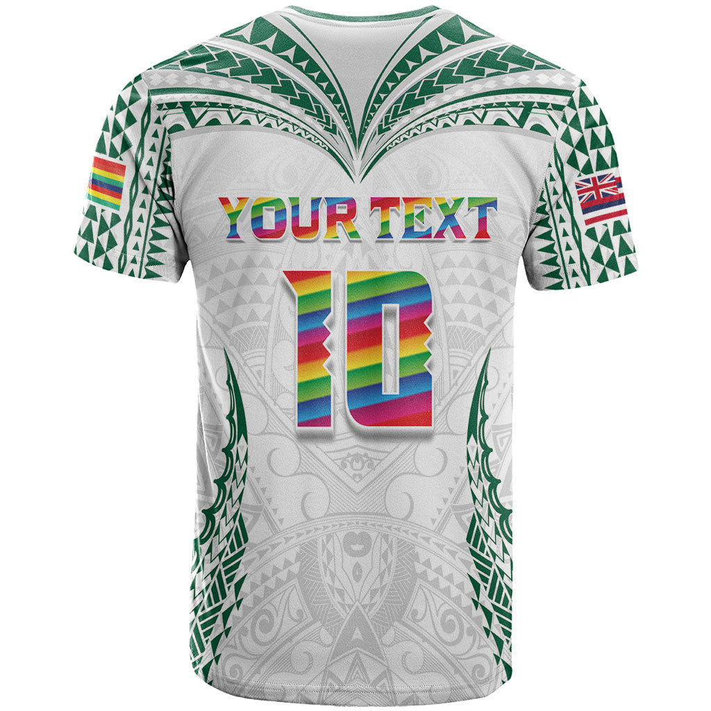 Custom Hawaii Rainbow Warriors T Shirt Polynesian Motif White Color