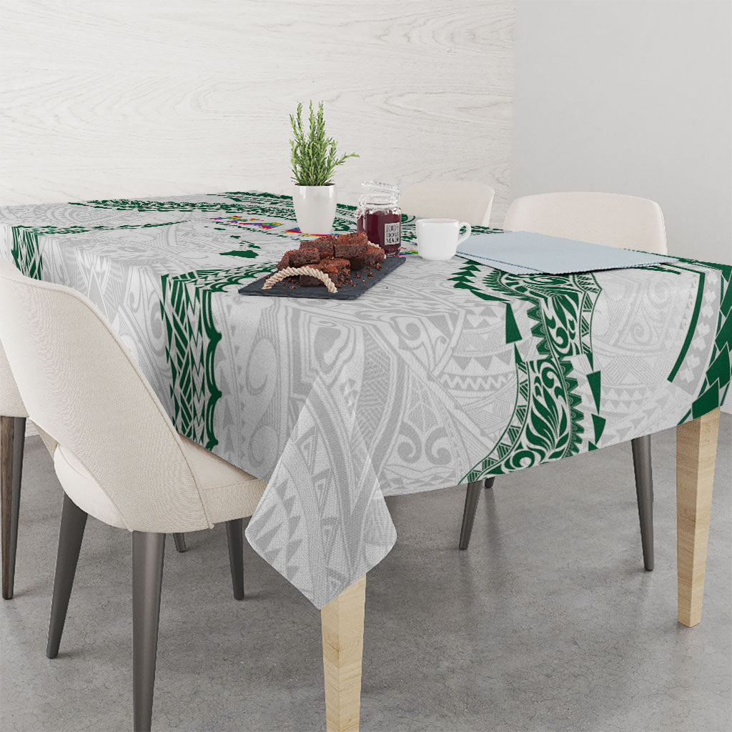 Hawaii Rainbow Warriors Tablecloth Polynesian Motif White Color