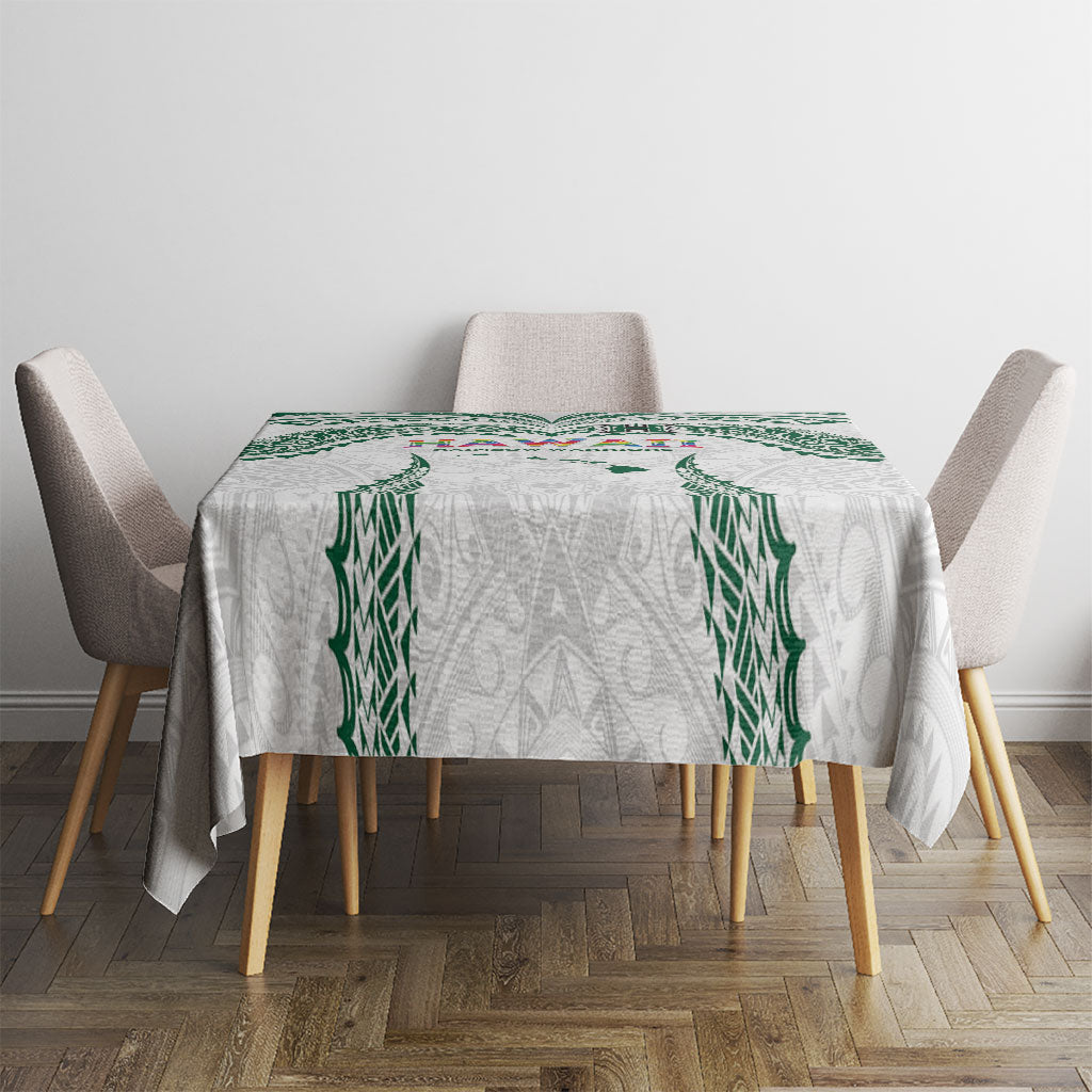Hawaii Rainbow Warriors Tablecloth Polynesian Motif White Color
