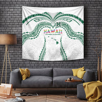 Hawaii Rainbow Warriors Tapestry Polynesian Motif White Color