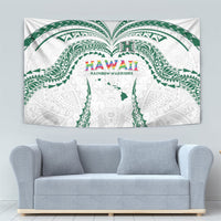 Hawaii Rainbow Warriors Tapestry Polynesian Motif White Color