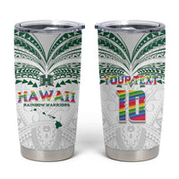 Custom Hawaii Rainbow Warriors Tumbler Cup Polynesian Motif White Color
