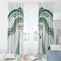 Hawaii Rainbow Warriors Window Curtain Polynesian Motif White Color