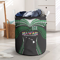 Hawaii Rainbow Warriors Laundry Basket Polynesian Motif Black Color