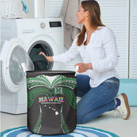 Hawaii Rainbow Warriors Laundry Basket Polynesian Motif Black Color