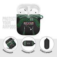 Hawaii Rainbow Warriors AirPods Case Polynesian Motif Black Color
