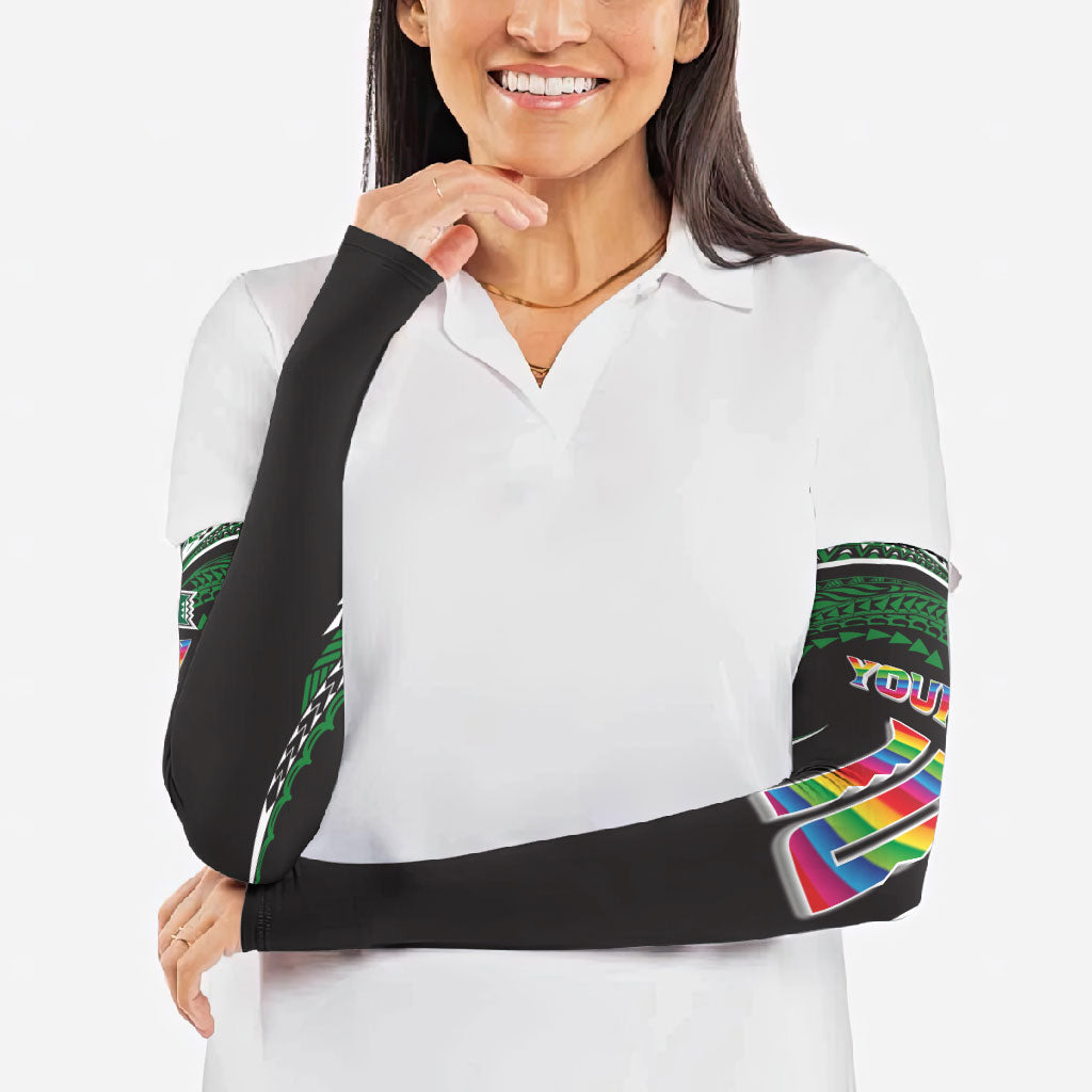 Custom Hawaii Rainbow Warriors Arm Sleeves Polynesian Motif Black Color