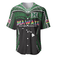 Custom Hawaii Rainbow Warriors Baseball Jersey Polynesian Motif Black Color