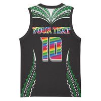 Custom Hawaii Rainbow Warriors Basketball Jersey Polynesian Motif Black Color