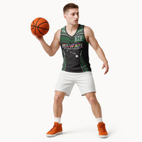 Custom Hawaii Rainbow Warriors Basketball Jersey Polynesian Motif Black Color