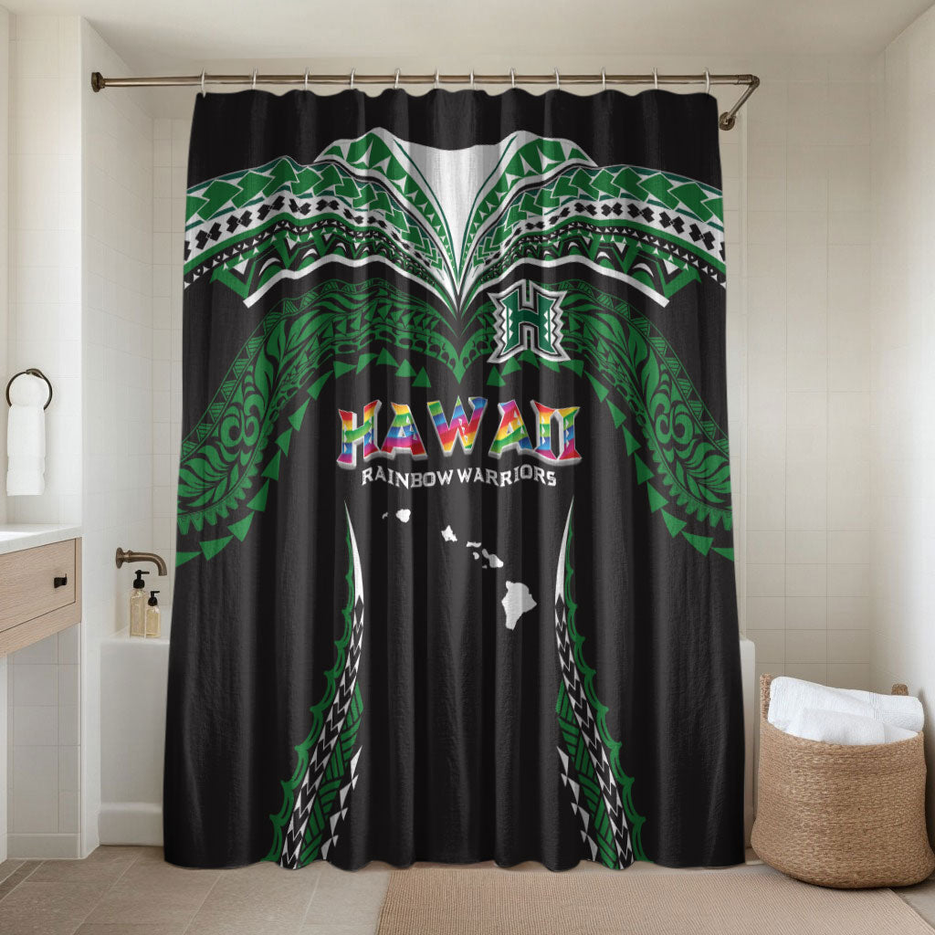 Hawaii Rainbow Warriors Bathroom Set Polynesian Motif Black Color
