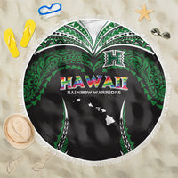 Hawaii Rainbow Warriors Beach Blanket Polynesian Motif Black Color