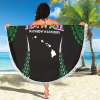 Hawaii Rainbow Warriors Beach Blanket Polynesian Motif Black Color