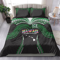 Hawaii Rainbow Warriors Bedding Set Polynesian Motif Black Color