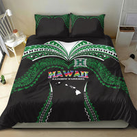Hawaii Rainbow Warriors Bedding Set Polynesian Motif Black Color