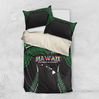 Hawaii Rainbow Warriors Bedding Set Polynesian Motif Black Color